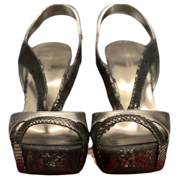 Guess Metallic and Black Snakeskin Heels with Box - 9.5 - Picture 5 of 14